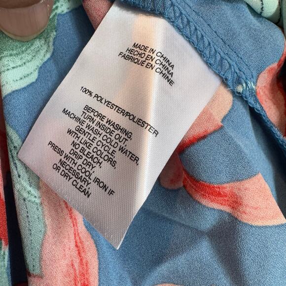 Jones New York Women's Blue Lagoon Multi Printed Chiffon Tunic Top Size XS NWT - Picture 10 of 15